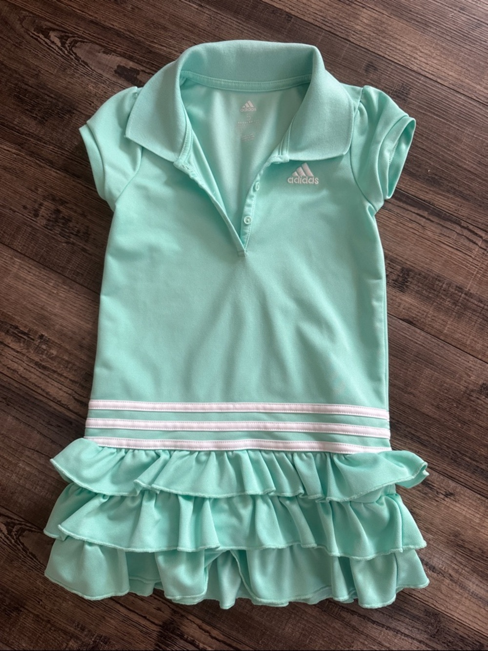 adidas Mint Green Girls Polo Ruffle Tennis Dress